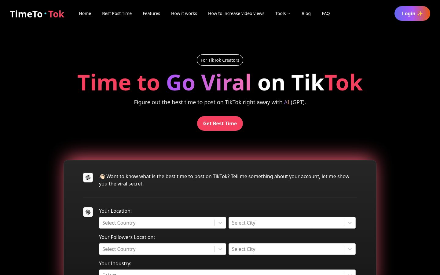 TimeToTok Homepage