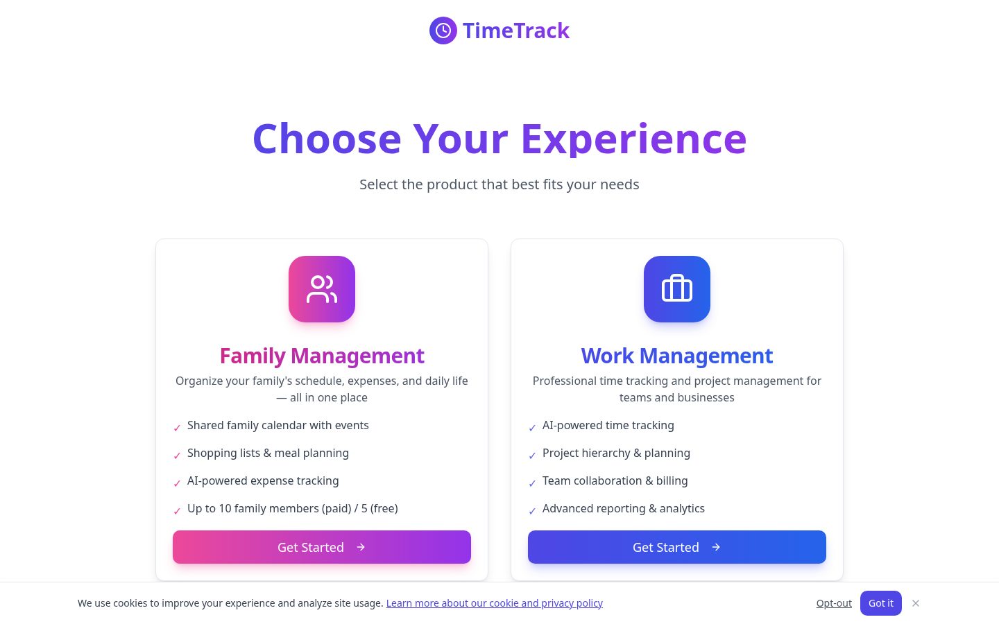 TimeTracker Pro Homepage
