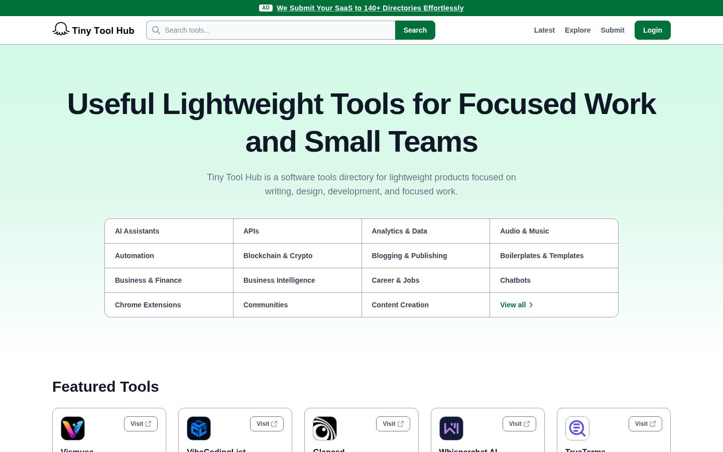 Tiny Tool Hub Homepage
