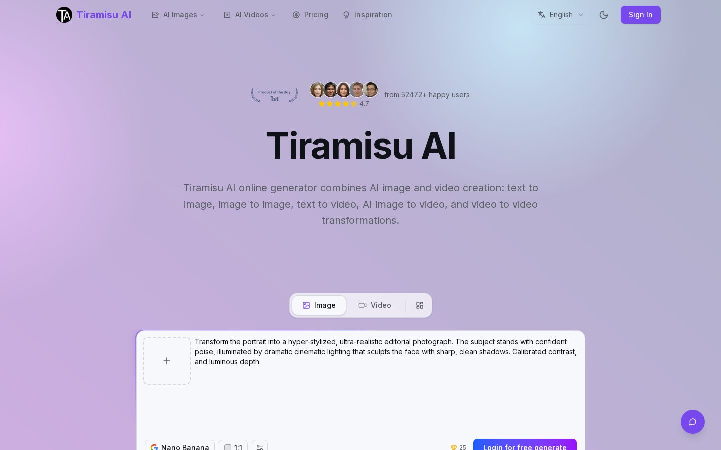 Tiramisu AI Homepage
