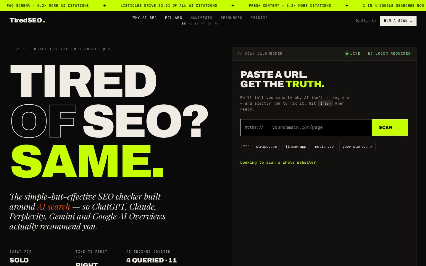TiredSEO Homepage