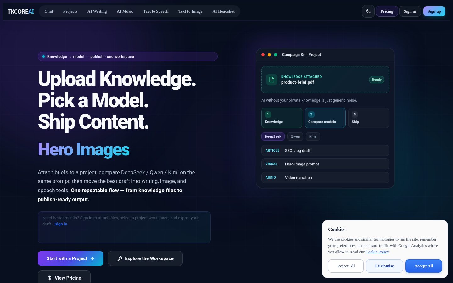 TKCORE AI Homepage