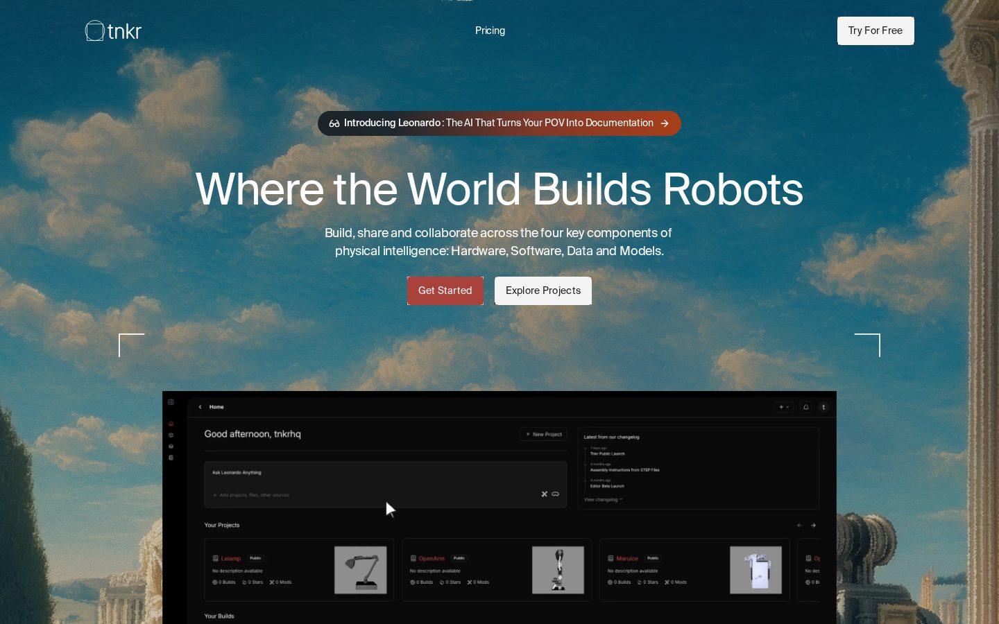 Tnkr AI Homepage
