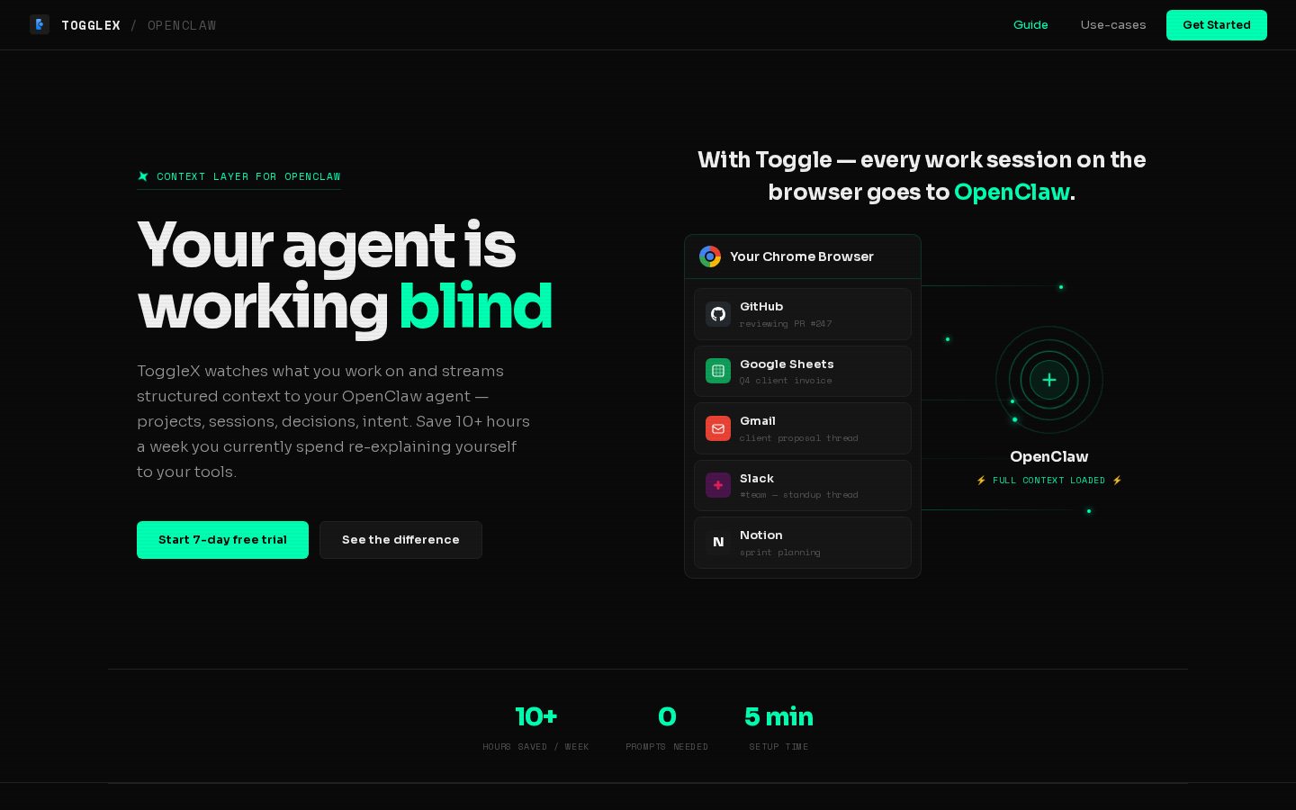 Toggle for OpenClaw Homepage