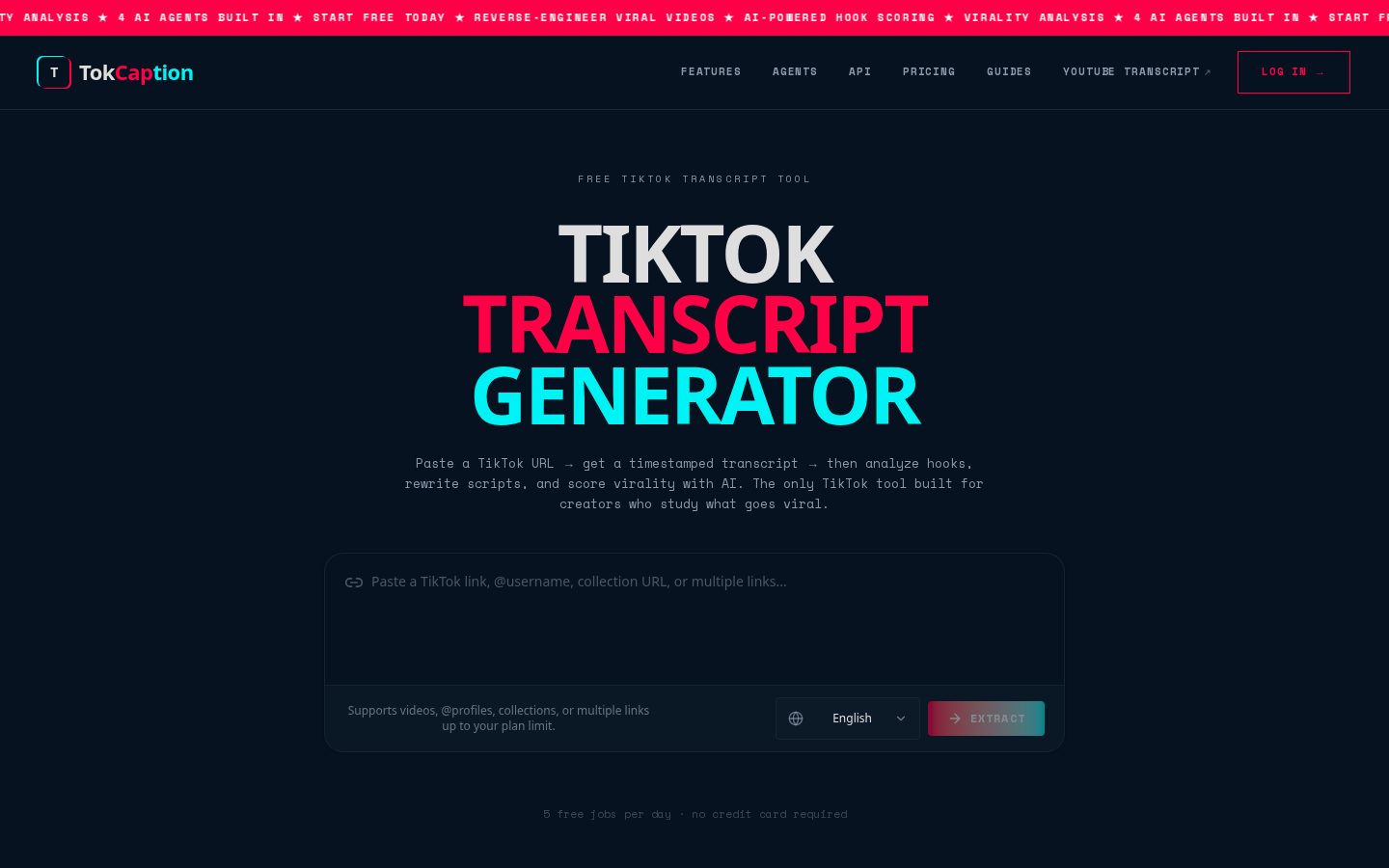 TokCaption Homepage