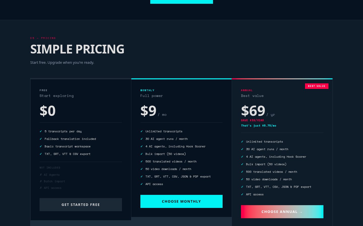 TokCaption Pricing