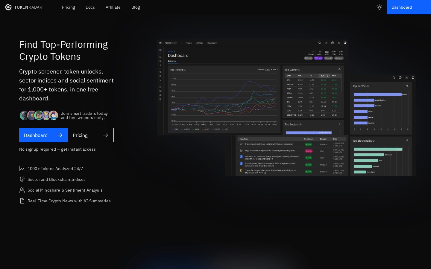 Token Radar Homepage