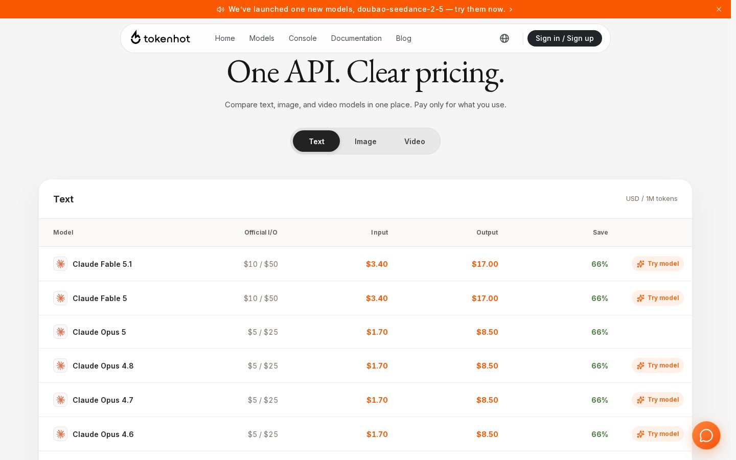 Tokenhot LLM API Gateway Pricing