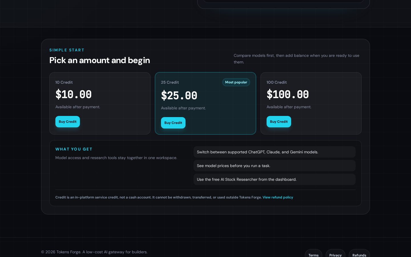 Tokens Forge Pricing