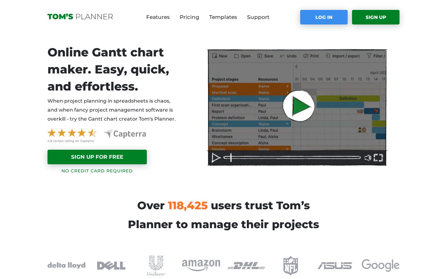 Toms Planner Homepage
