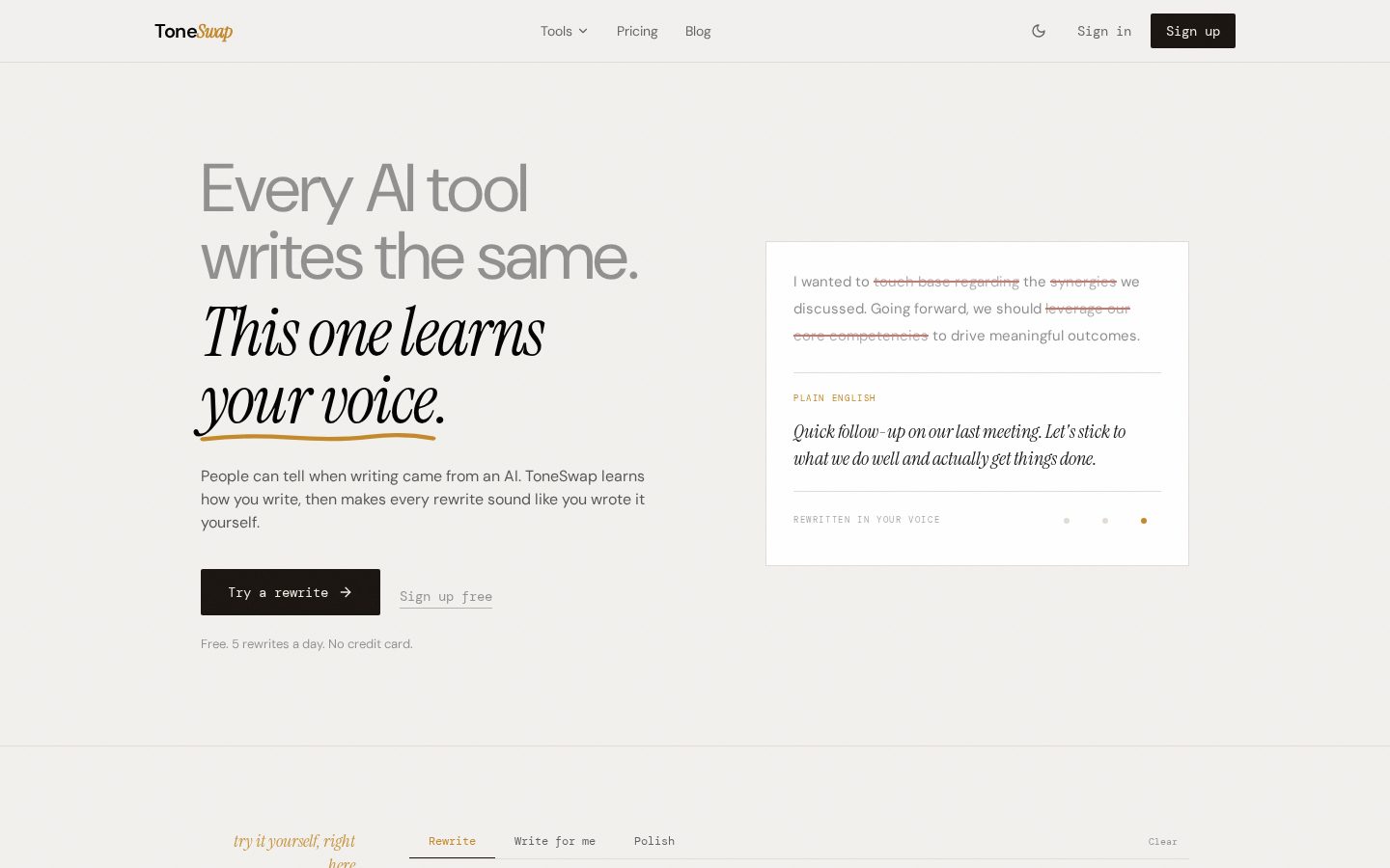 ToneSwap Homepage