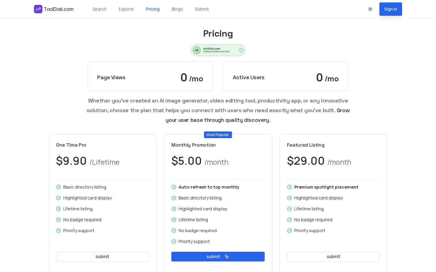 Took Disk Pricing