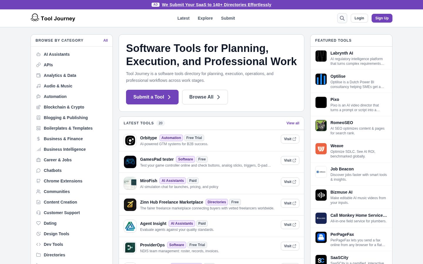 Tool Journey Homepage