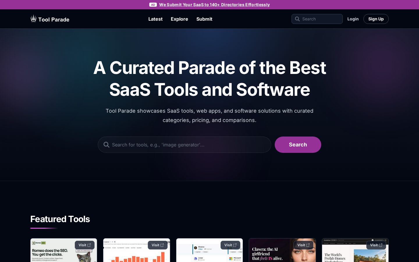 Tool Parade Homepage