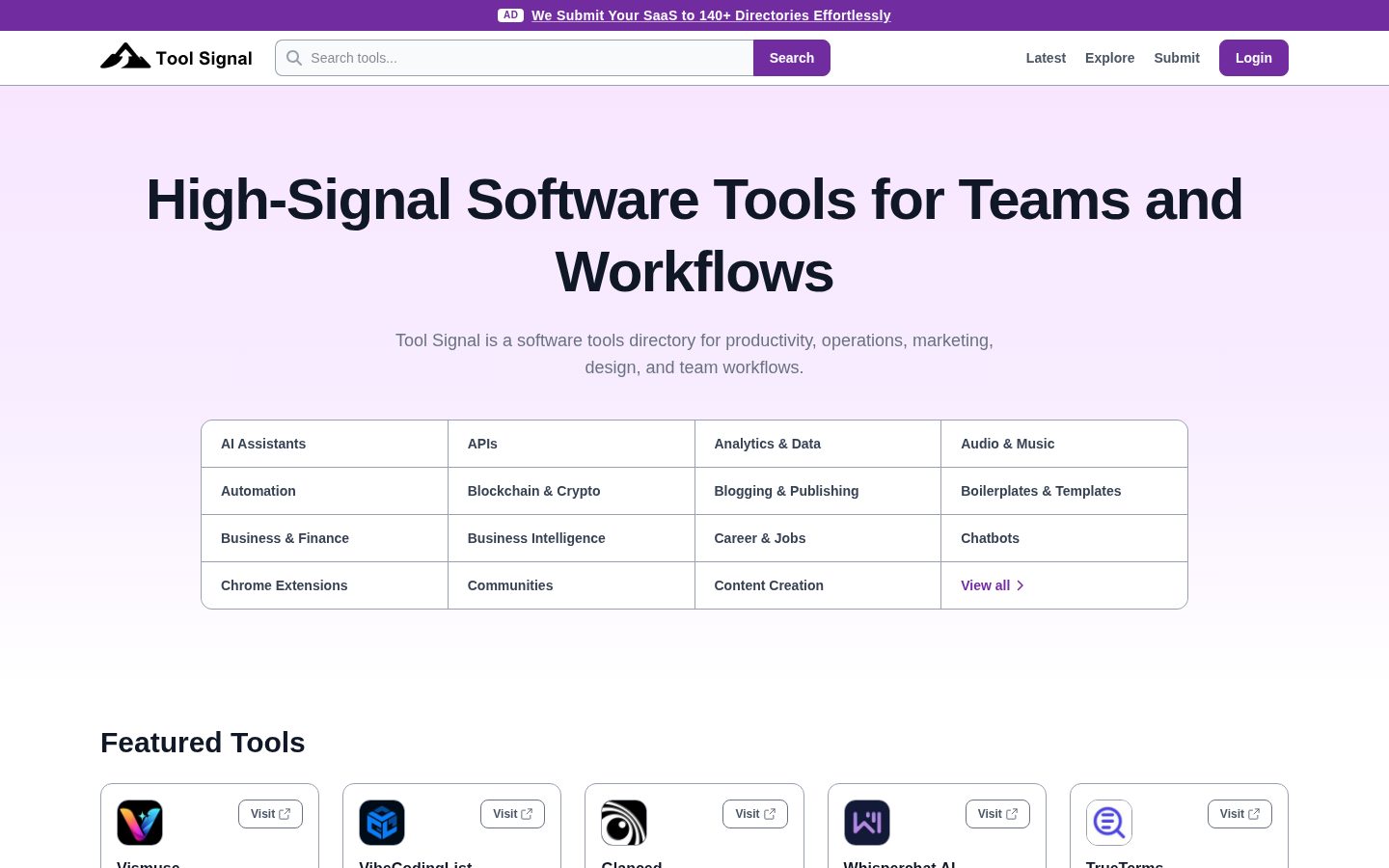 Tool Signal Homepage