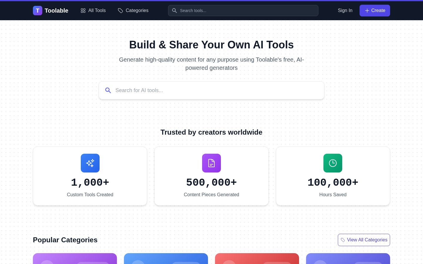 Toolable Homepage