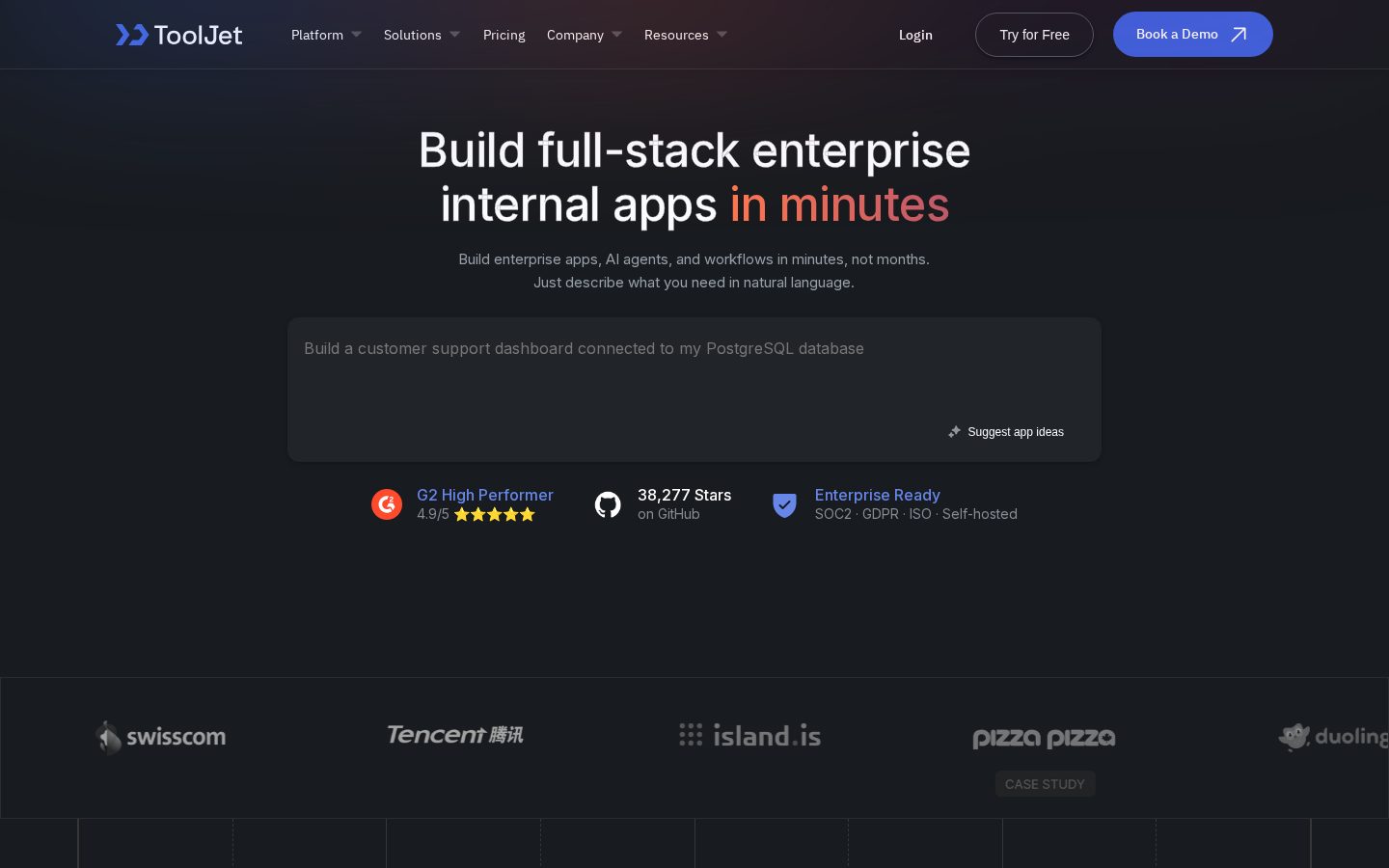 ToolJet Homepage