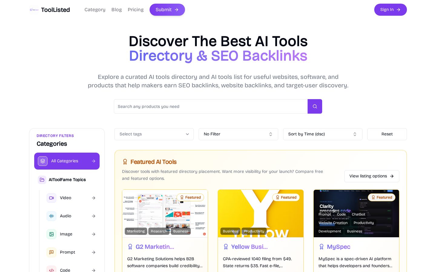 ToolListed Homepage