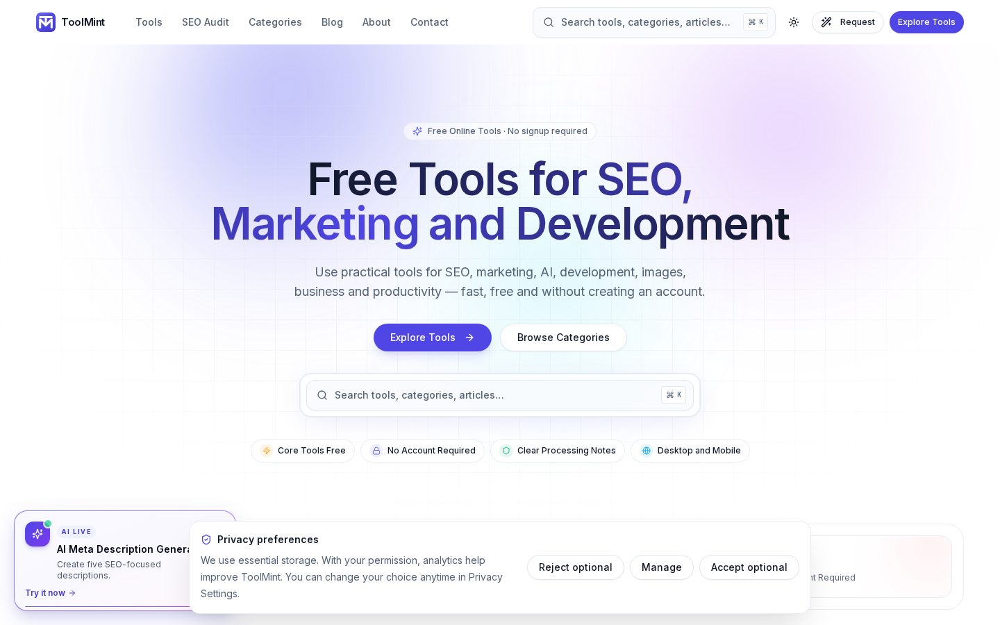 ToolMint Homepage