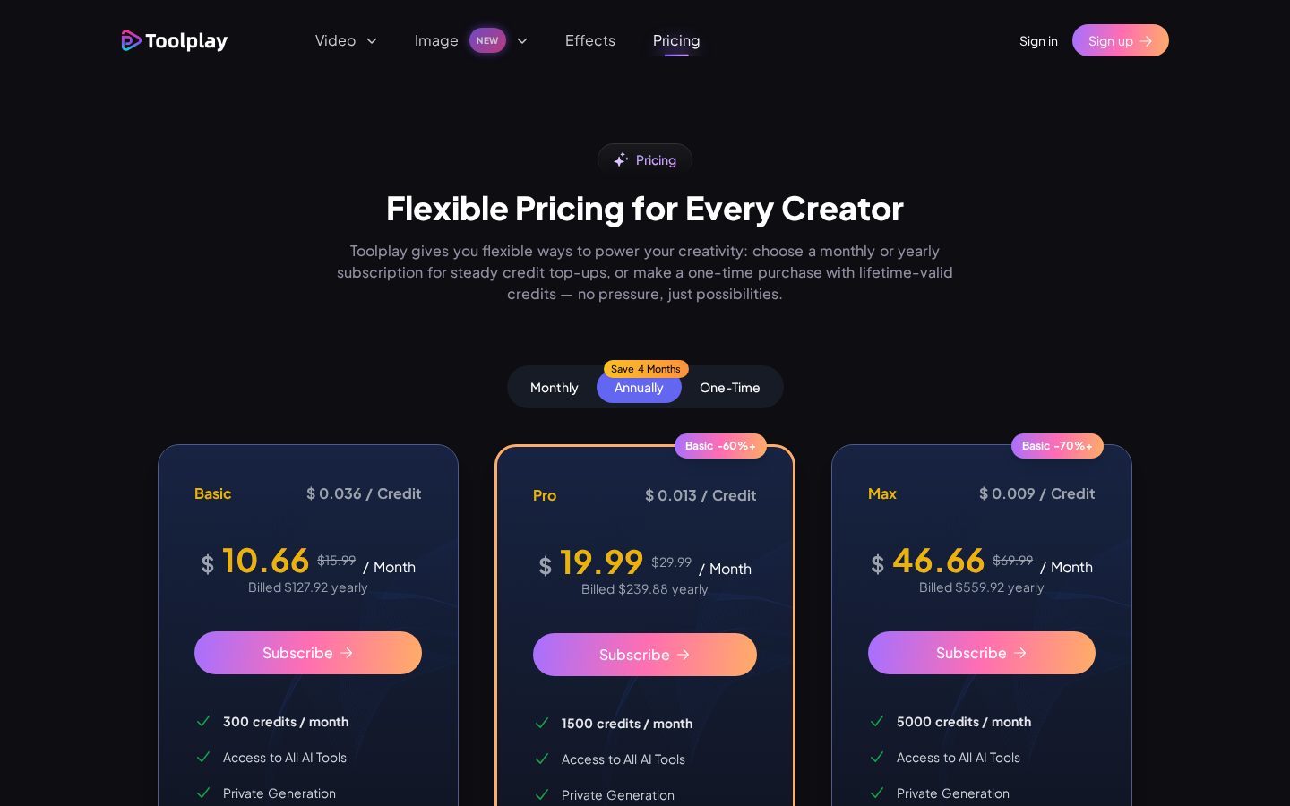 Toolplay Pricing