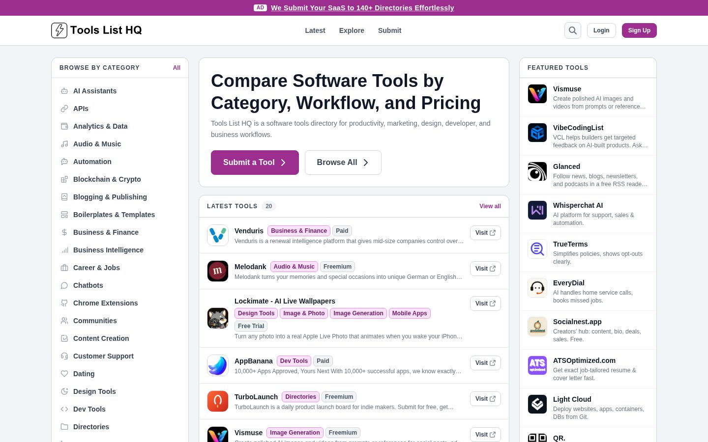 Tools List HQ Homepage