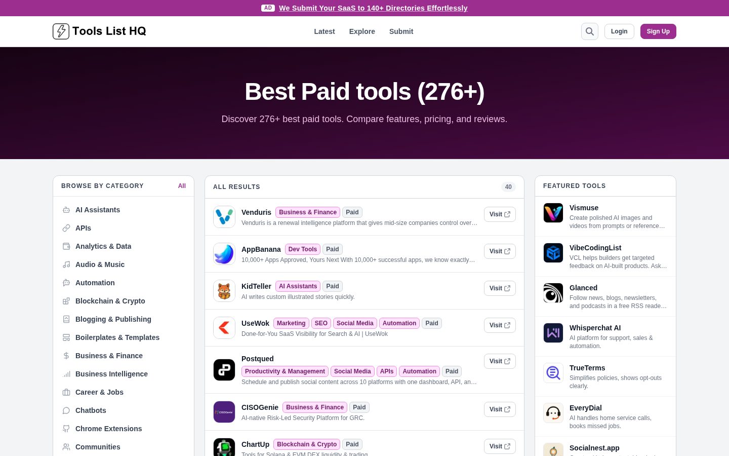 Tools List HQ Pricing