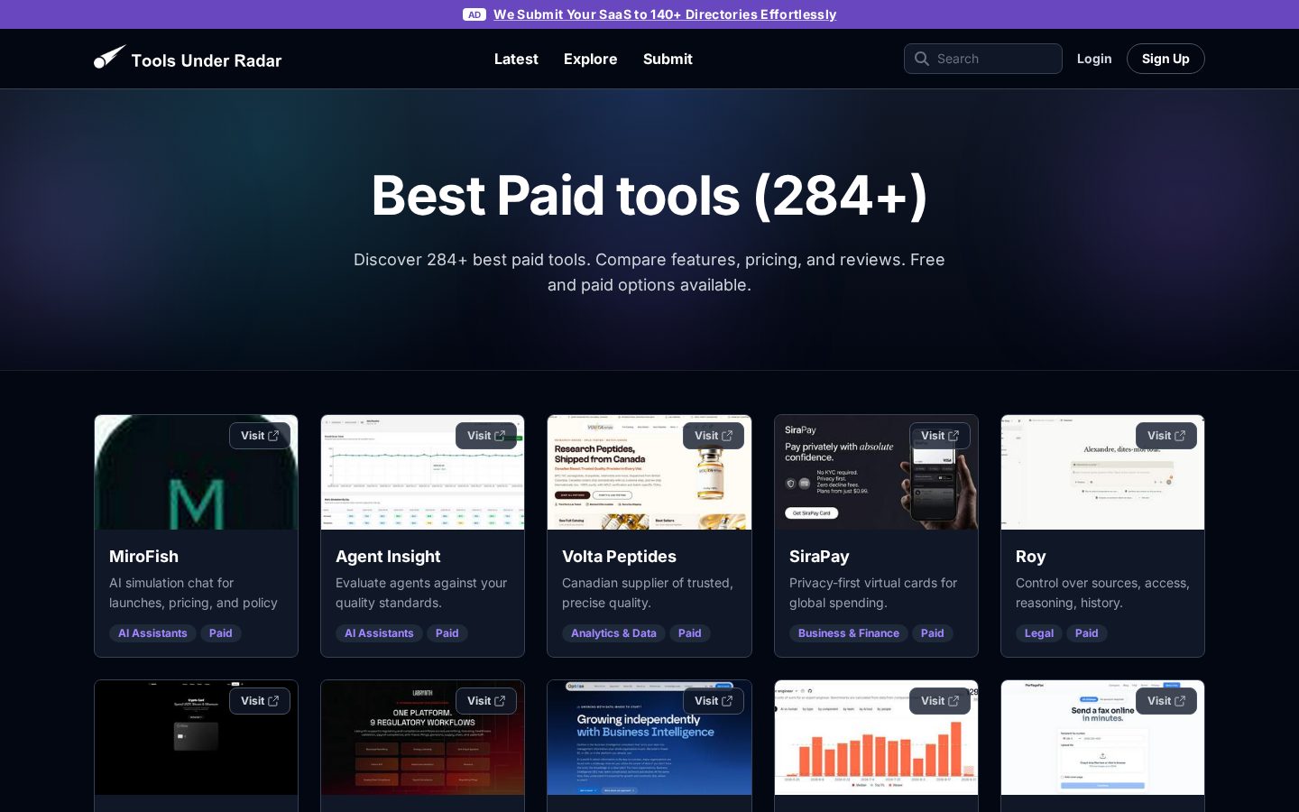 Tools Under Radar Pricing