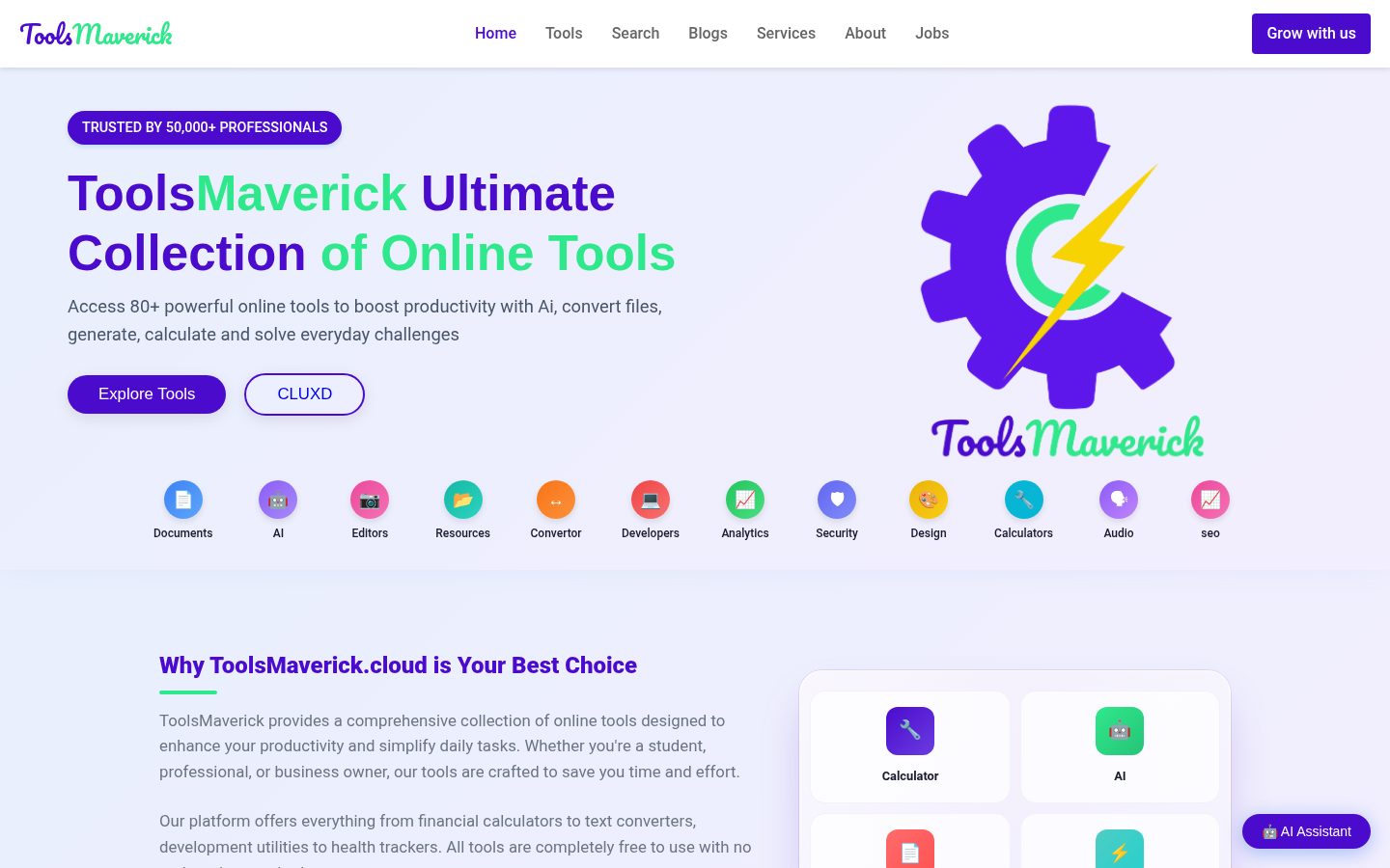 ToolsMaverick.cloud Homepage