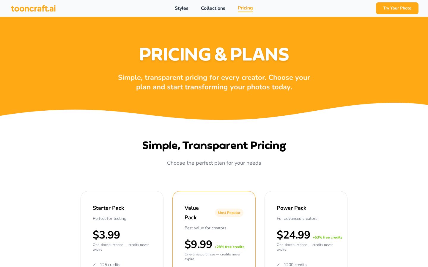 Tooncraft Pricing