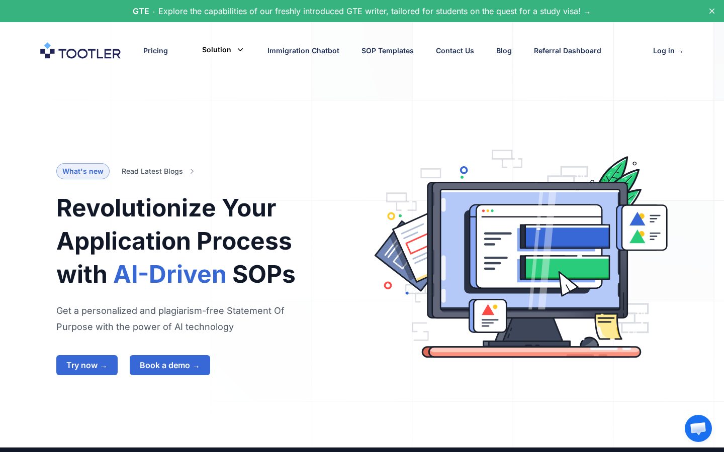 Tootler AI Homepage