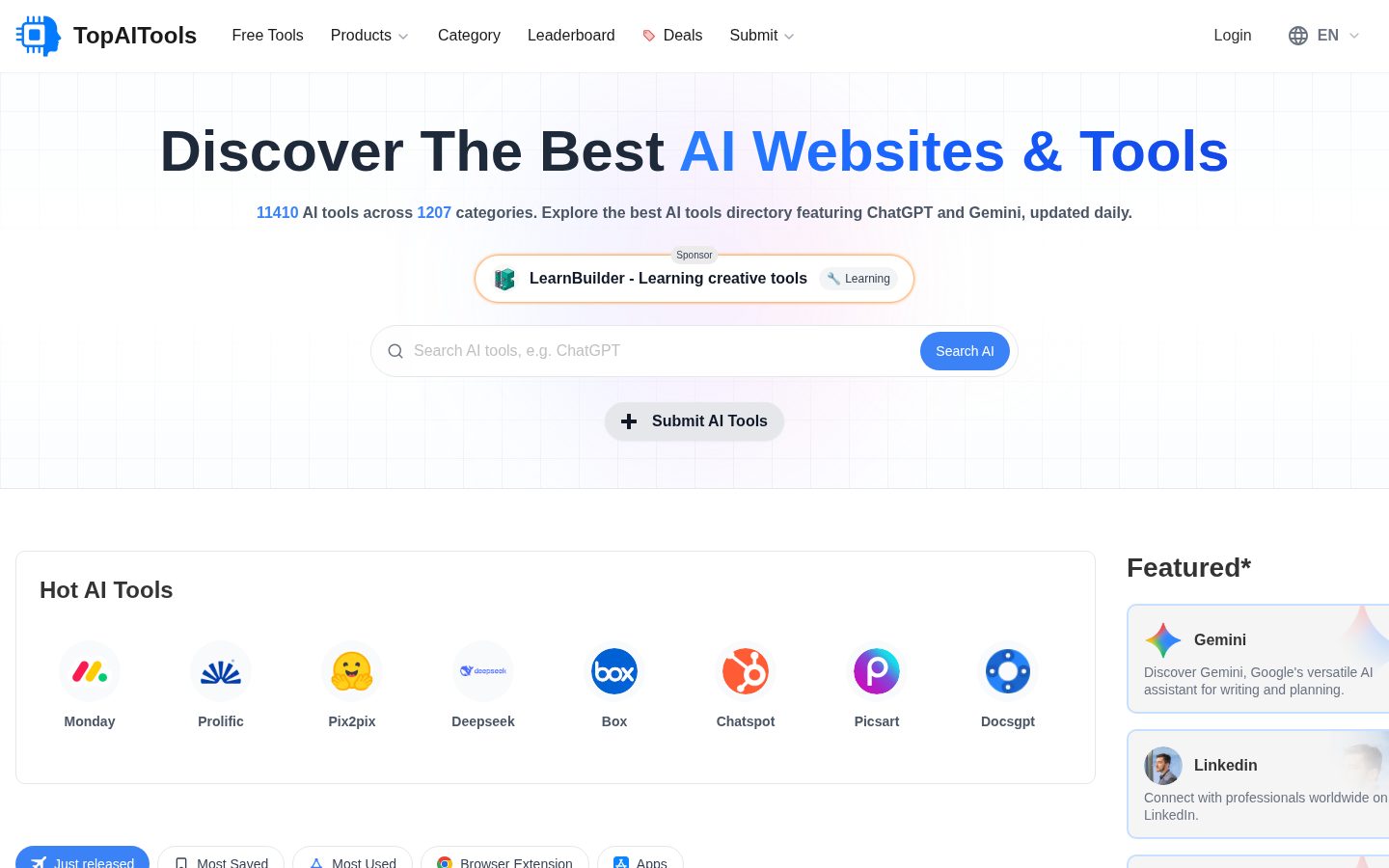 Top AI Tools Review Homepage