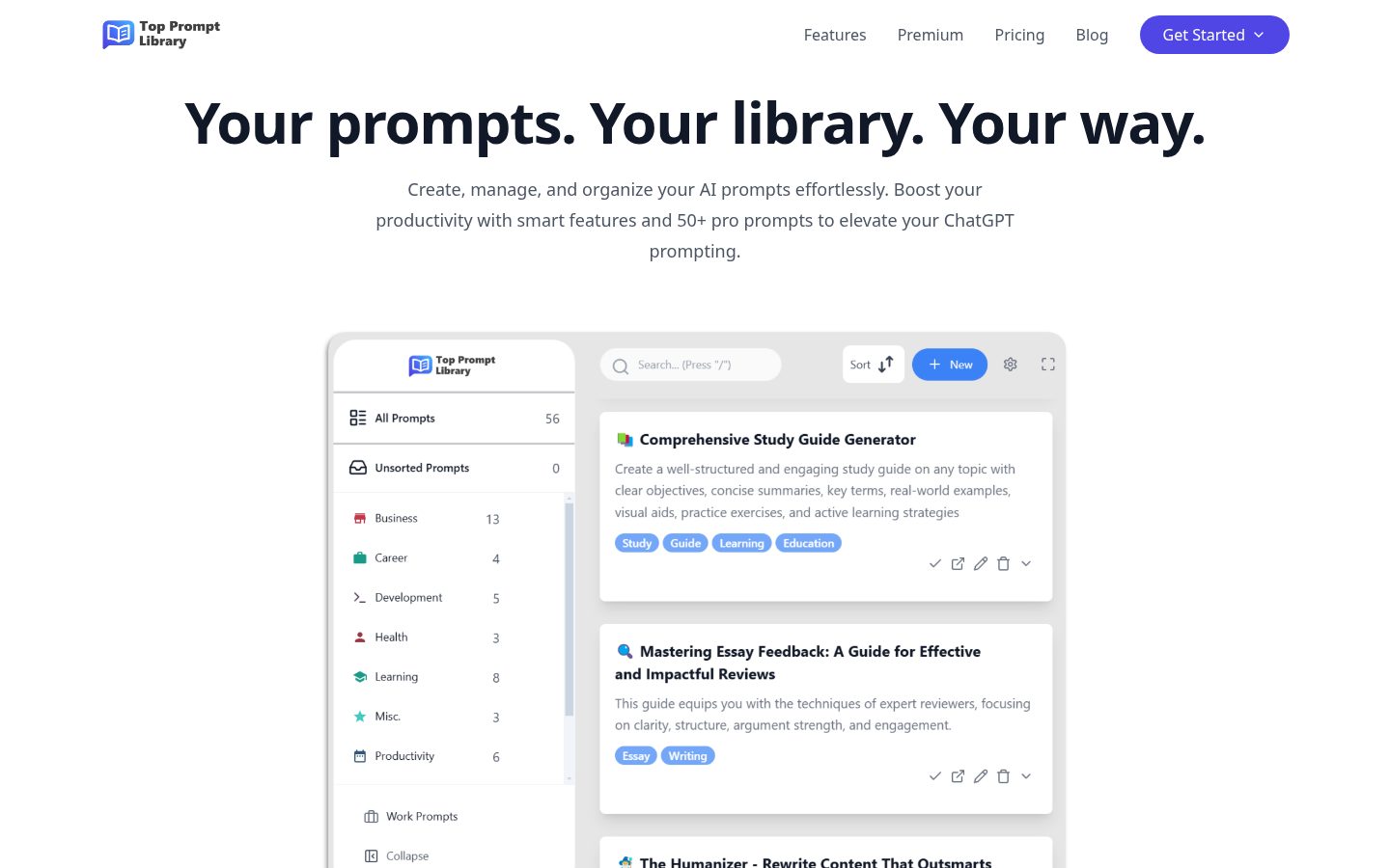 Top Prompt Library Homepage