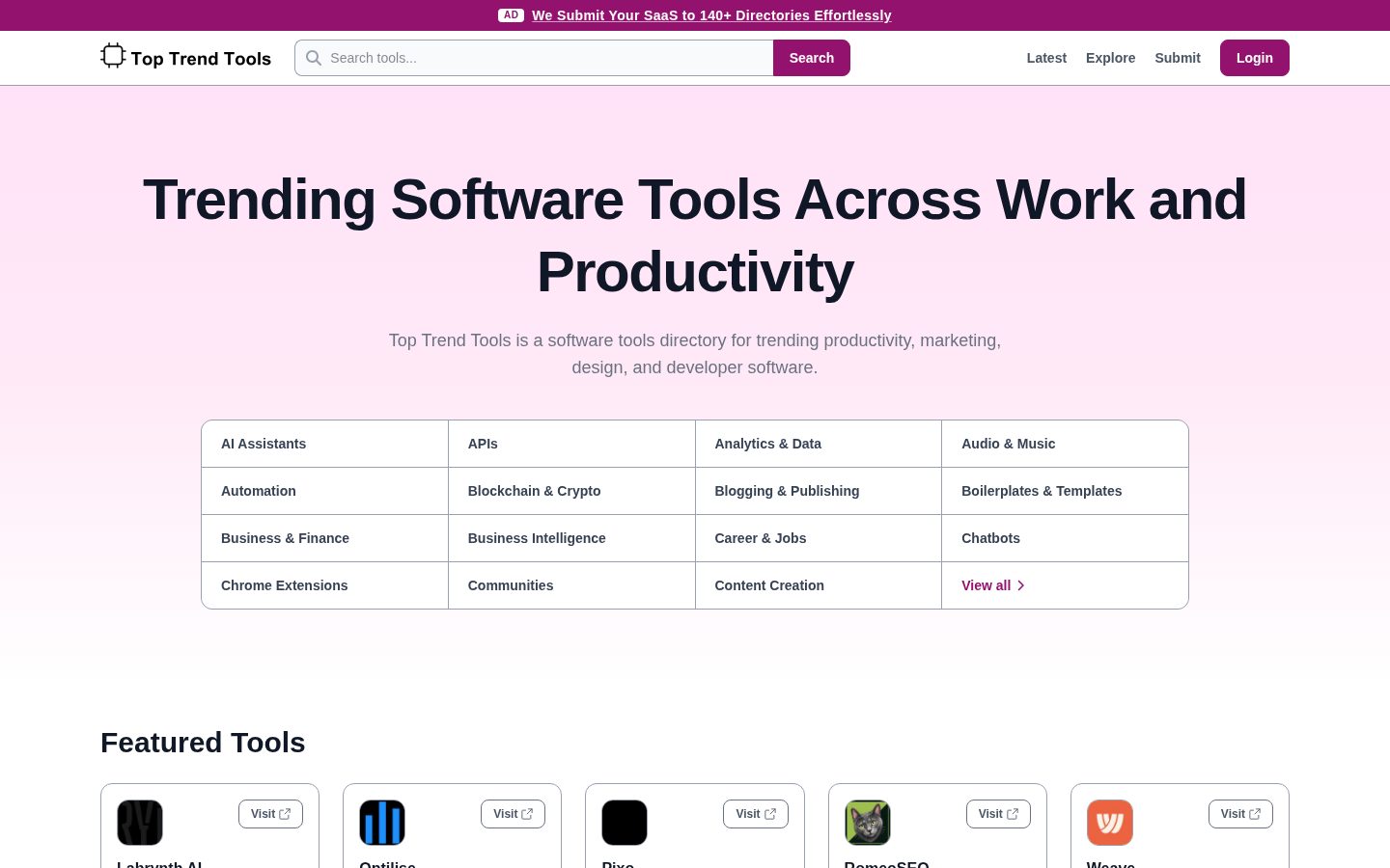 Top Trend Tools Homepage
