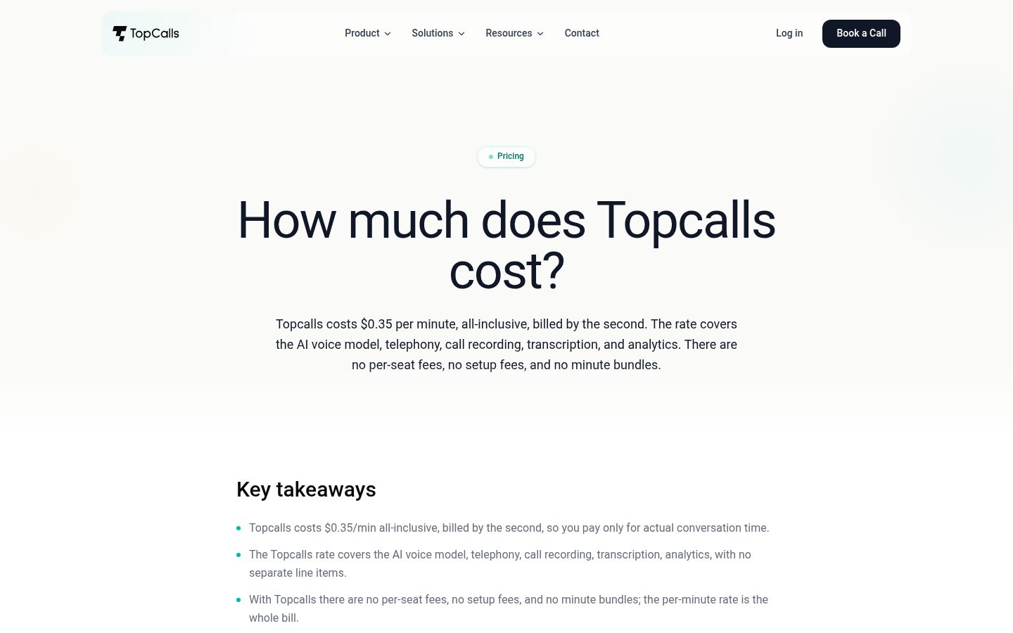 TopCalls Pricing