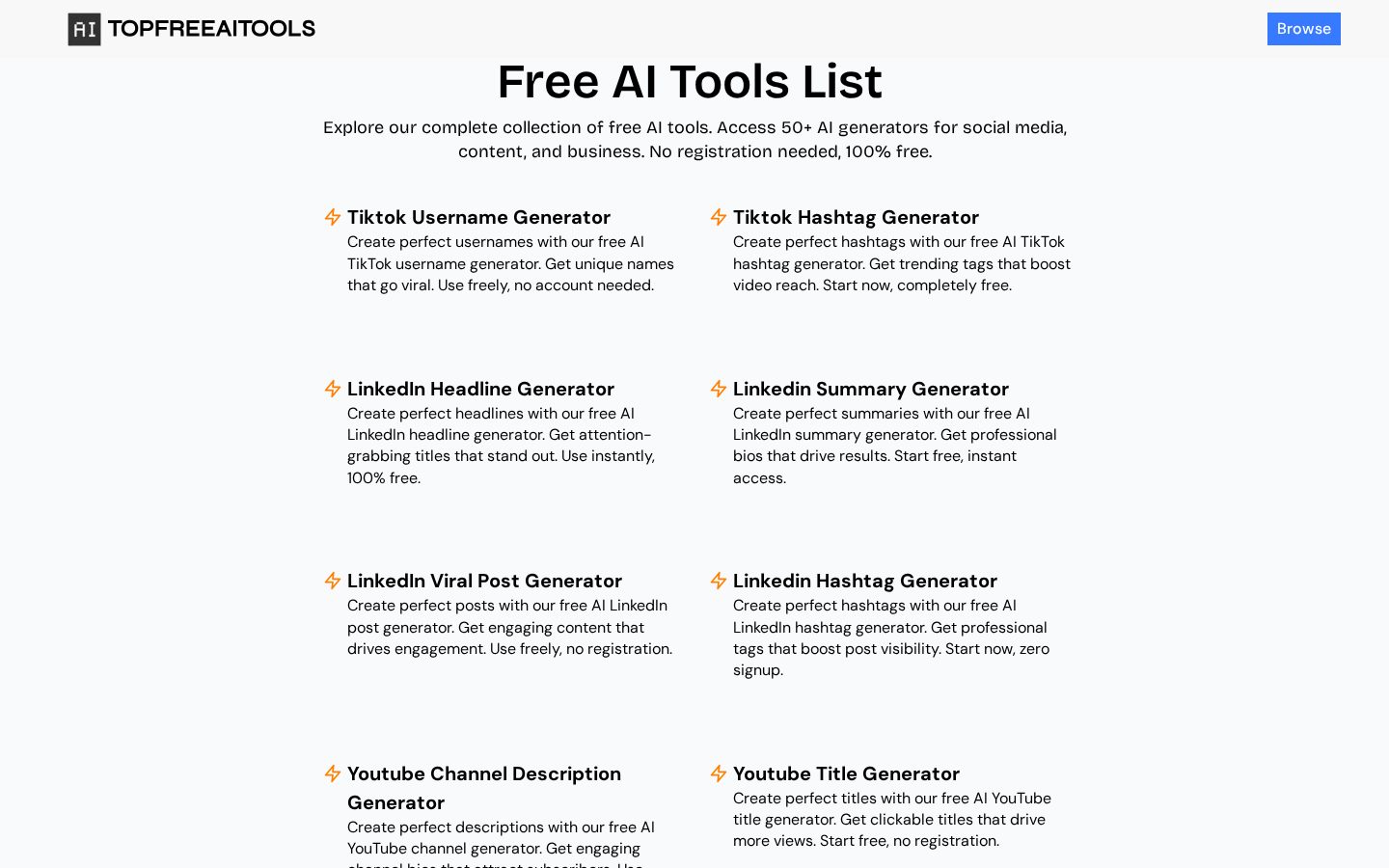 TopFreeAITools Homepage