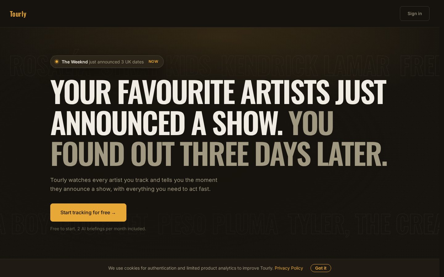 Tourly Homepage