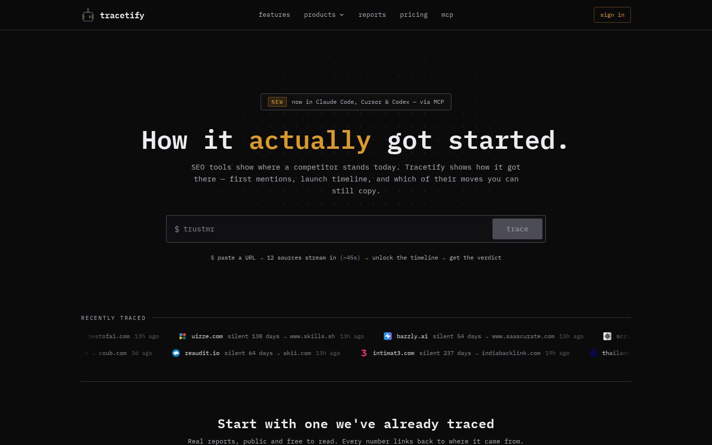 Tracetify Homepage