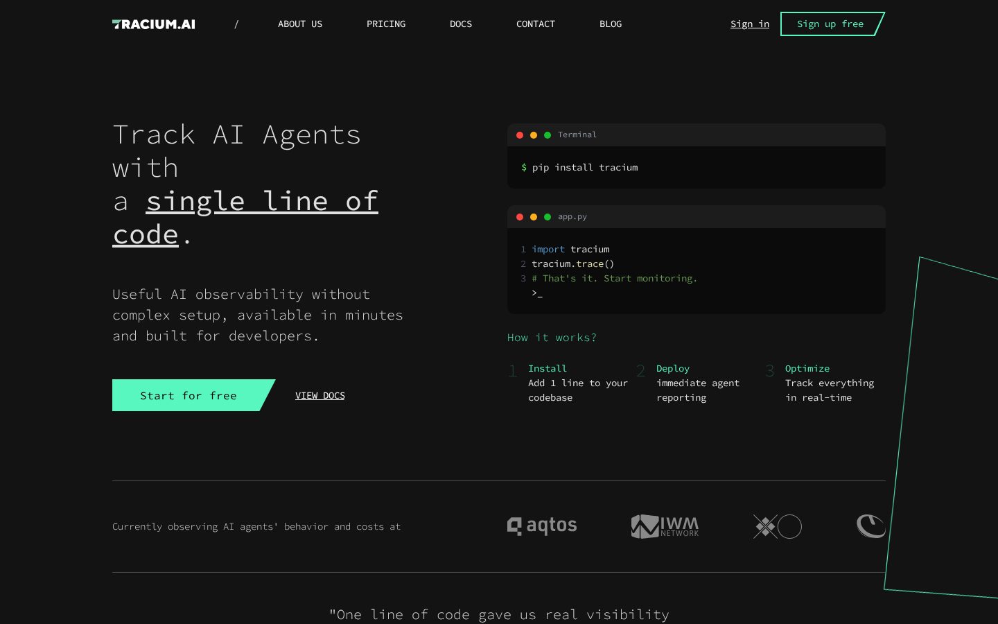 Tracium.ai Homepage