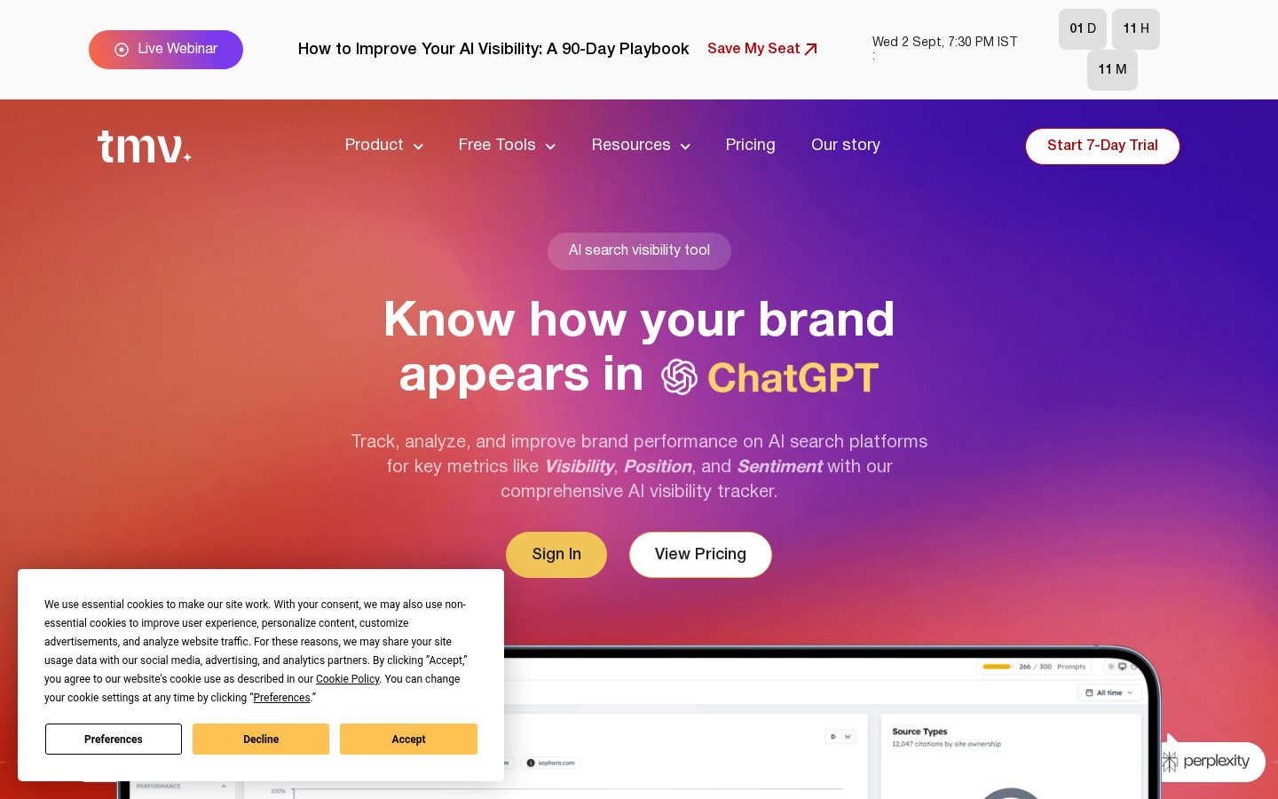 Track My Visibility Homepage