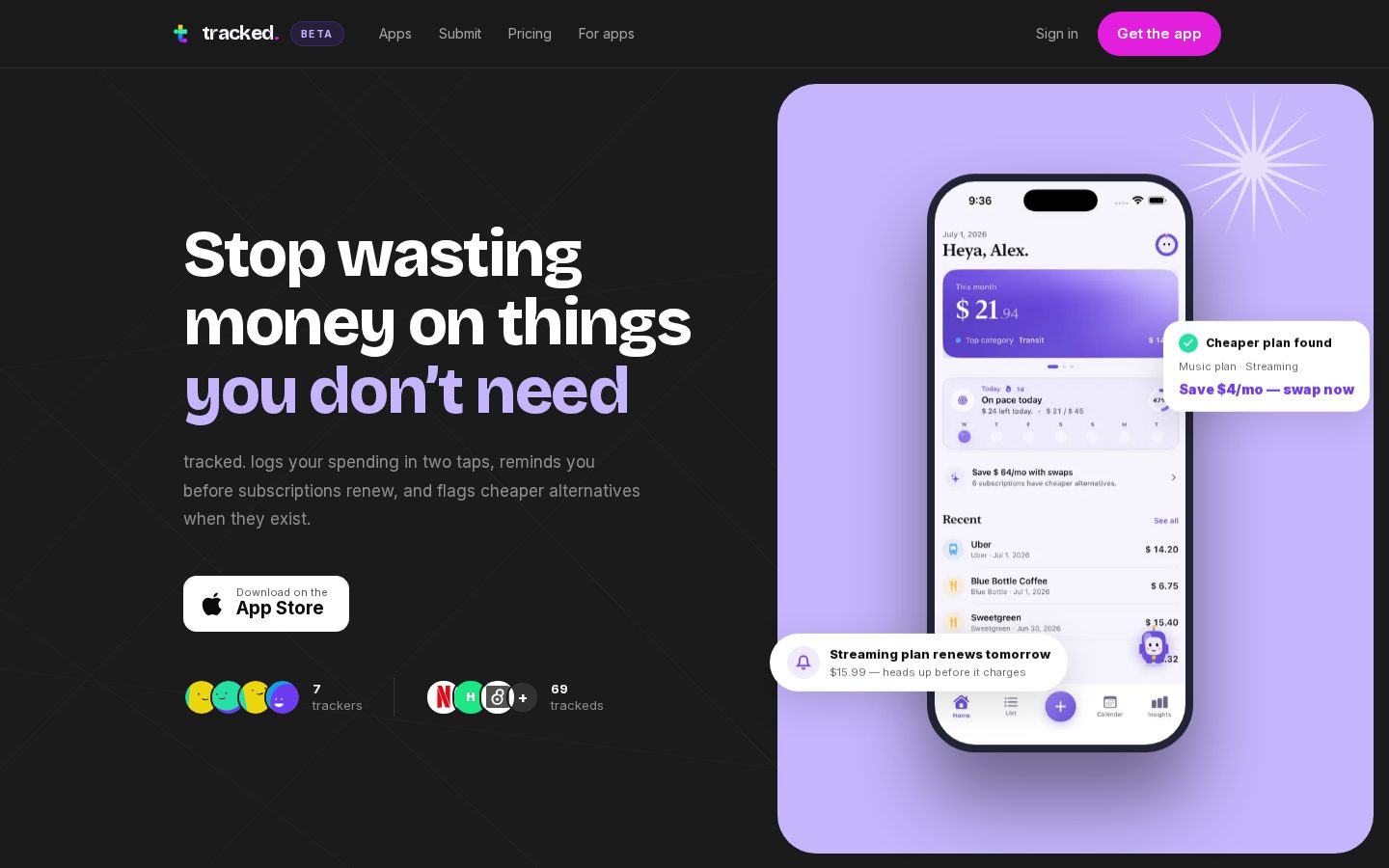 tracked. Homepage