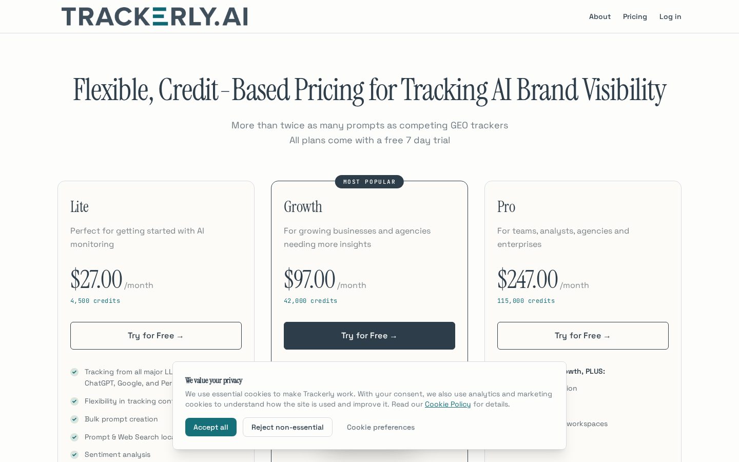Trackerly.ai Pricing