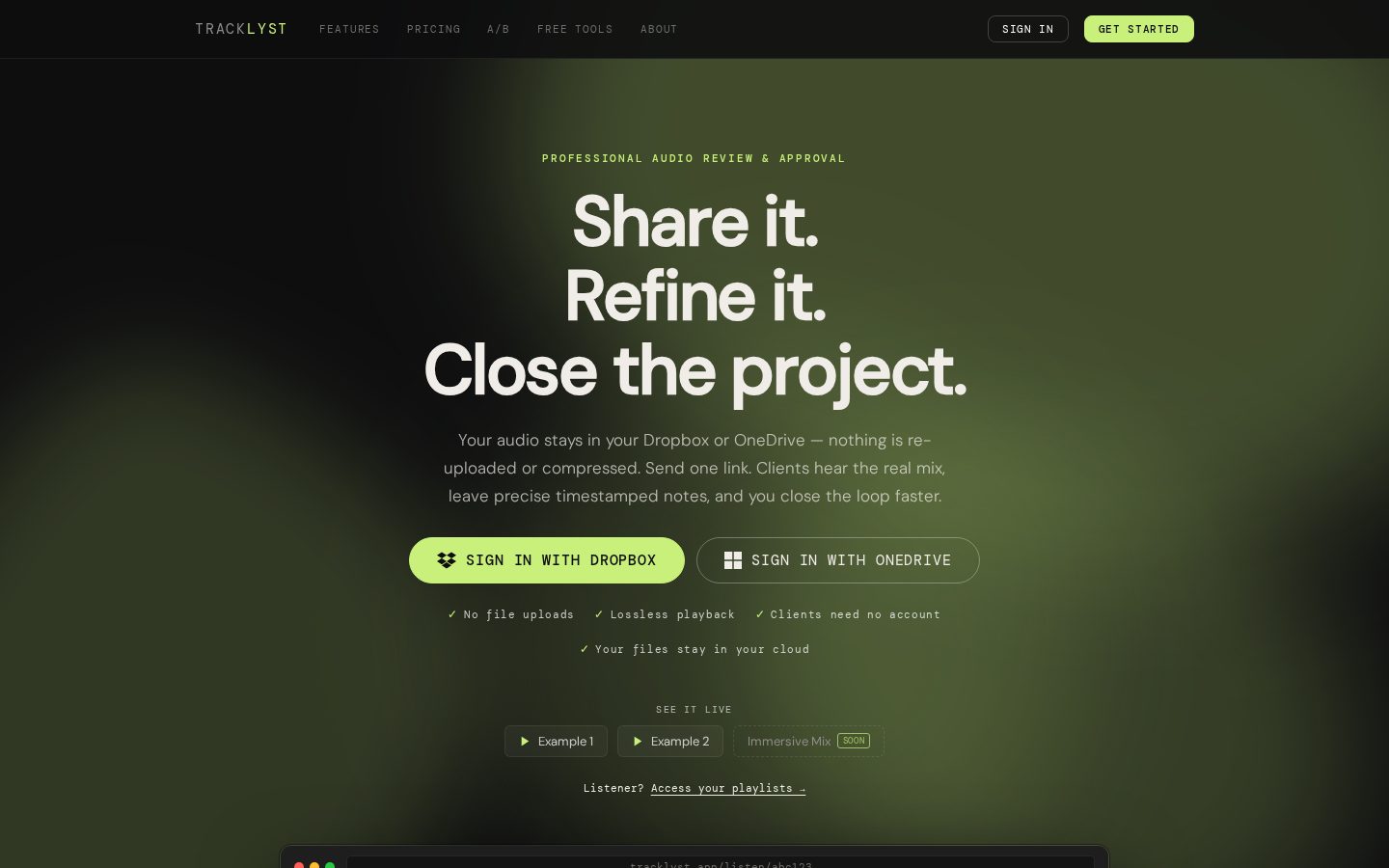 Tracklyst Homepage