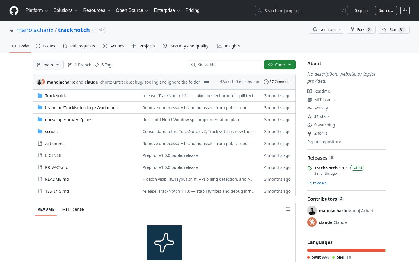 TrackNotch Homepage