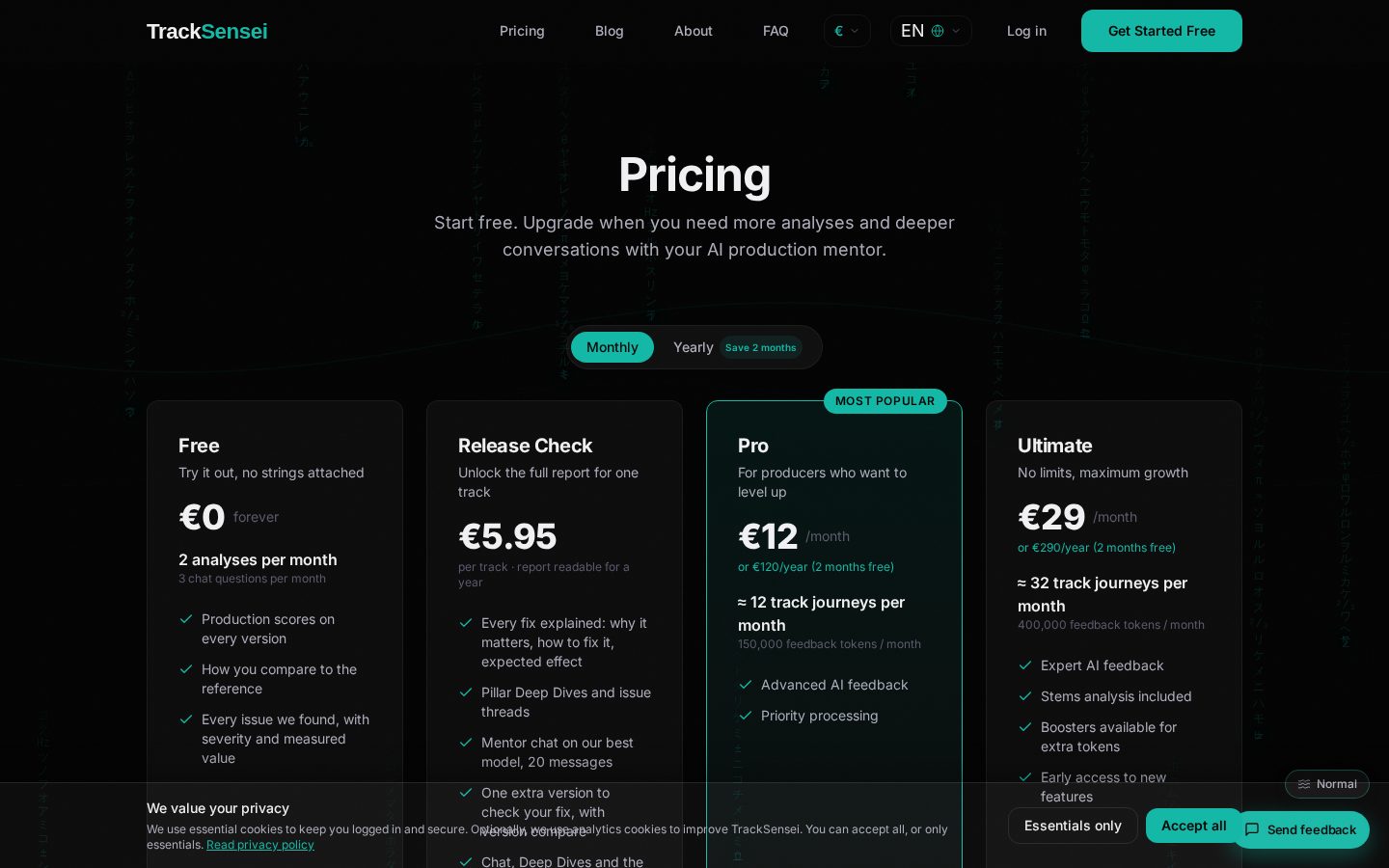TrackSensei Pricing