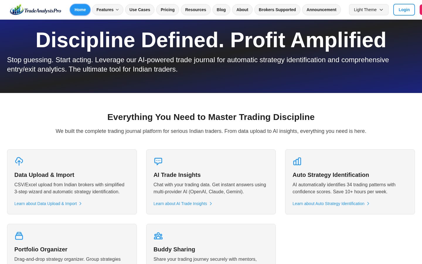 TradeAnalysisPro Homepage