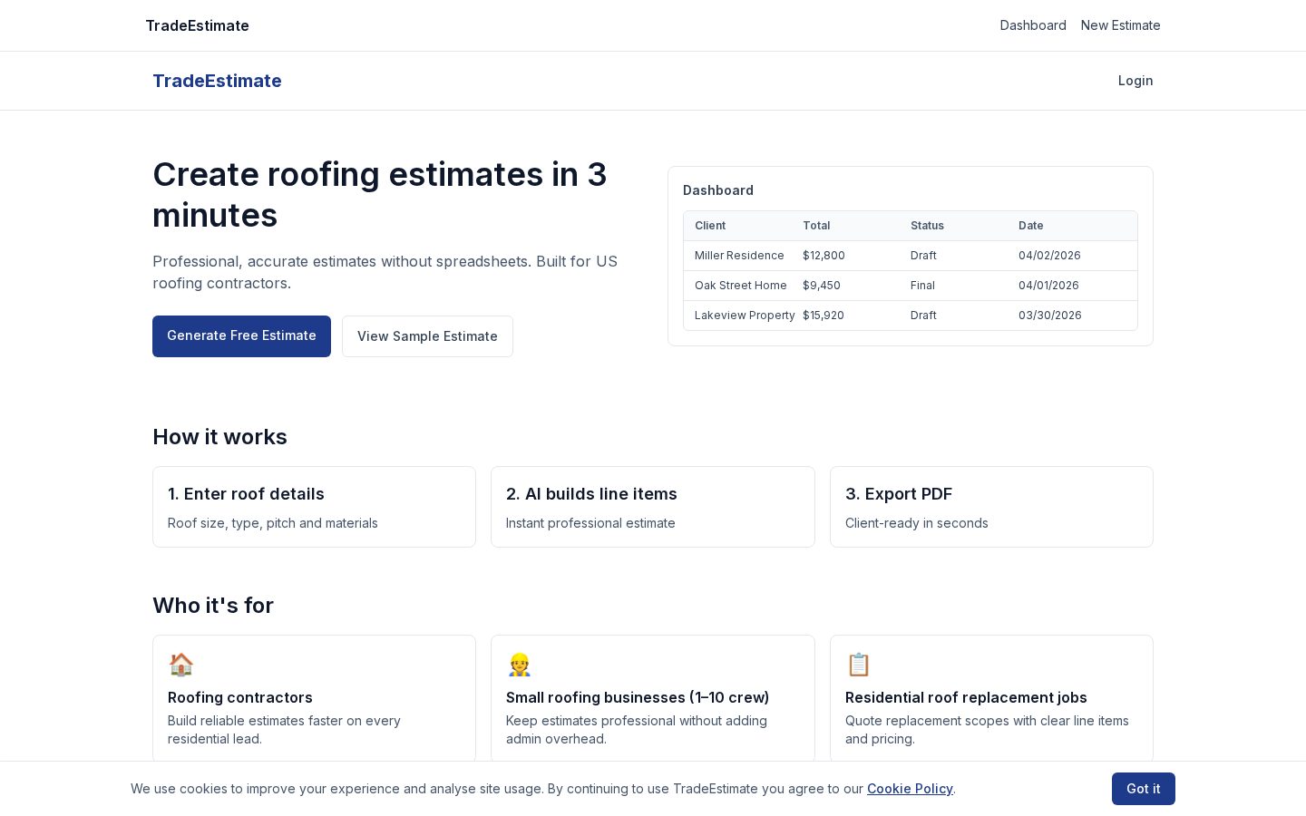 TradeEstimate Homepage