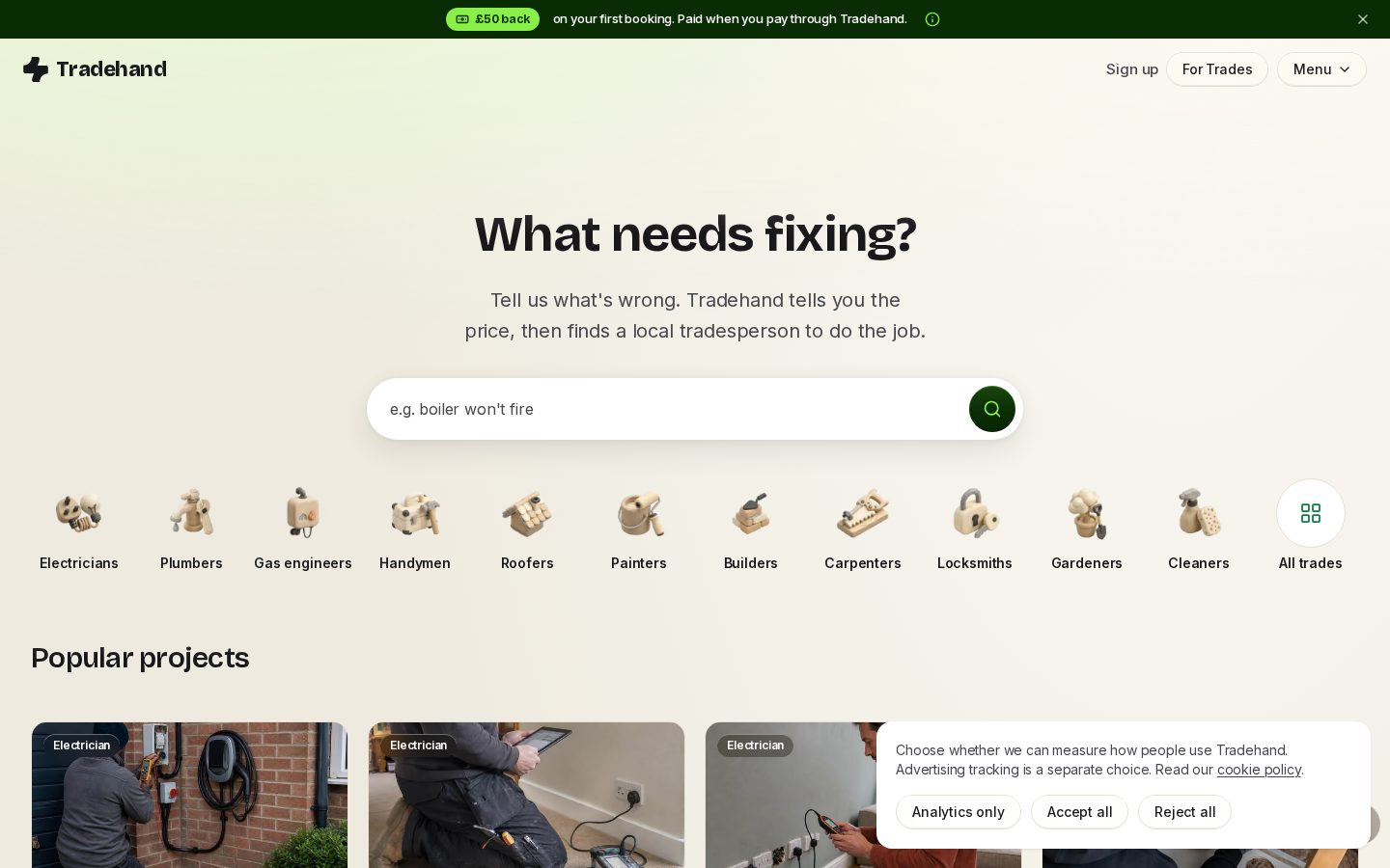 Tradehand Homepage
