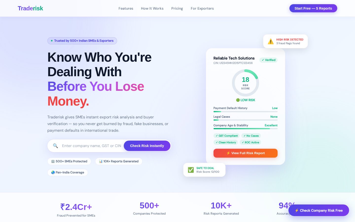 TradeRisk Pricing