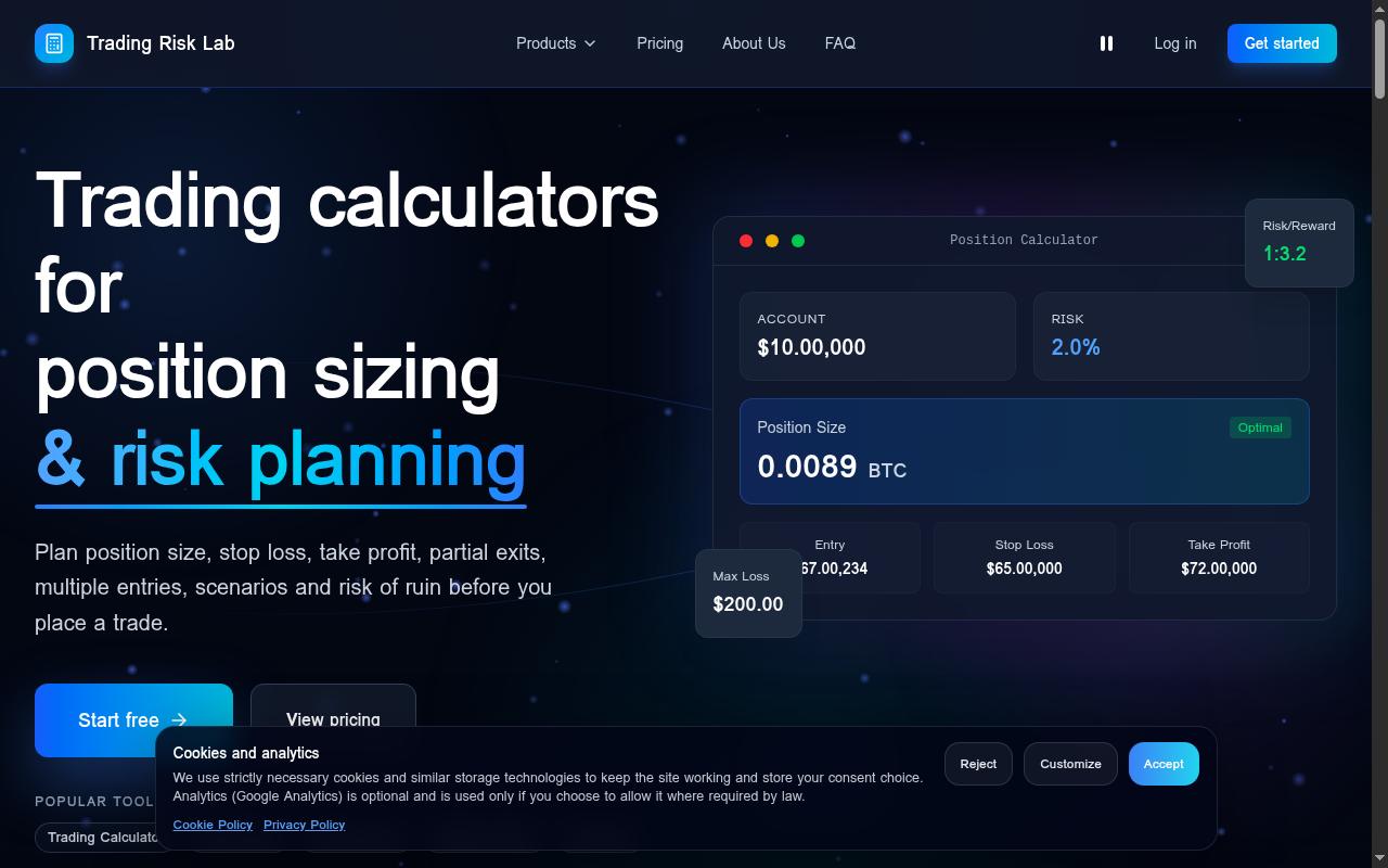 Trading Risk Lab Homepage