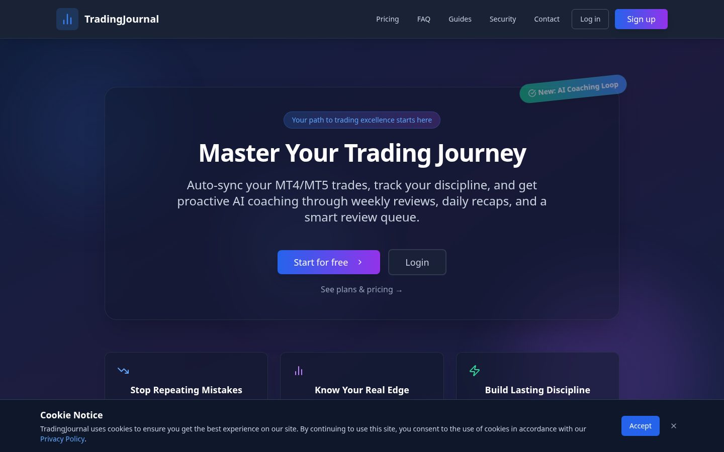 TradingJournal Homepage